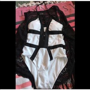 New White One Piece Bathing Suit